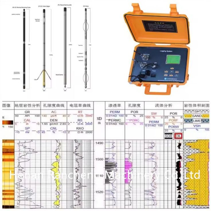 RCQ-2D 디지털 로깅 시스템, JDX-2Dr 자연 감마 전기 비저항 프로브 포함