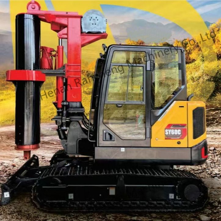 RCQ-10C 수압 미니 파일 굴착 기기 10m 깊이 36KW 쿠보타 엔진 Sany SY60C 발굴기 차시
